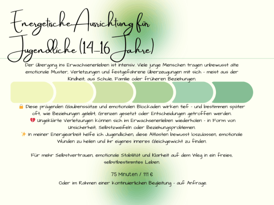 Beschreibung energetische Ausrichtung Jugendliche